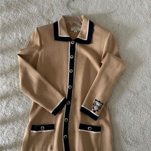 St. John Beige Knit Blazer with Black Accents